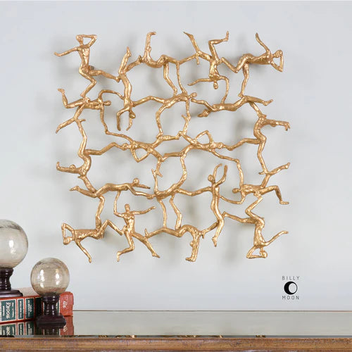 Golden Gymnasts Square Wall Décor
