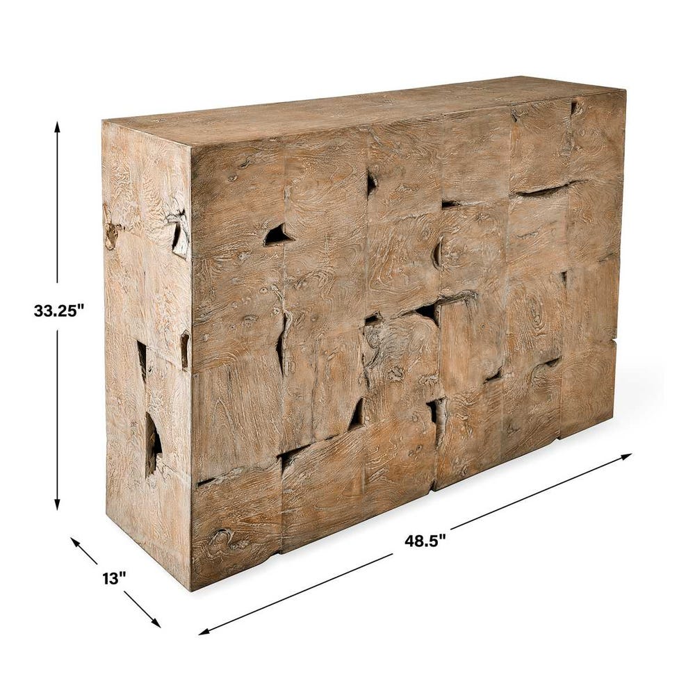 Teak Tac Toe Console Table - Light