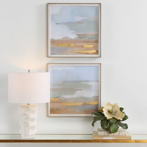 Abstract Coastline Framed Prints, Set of 2