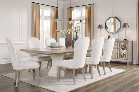 Jorlaina Dining Table and 8 Dining Chairs