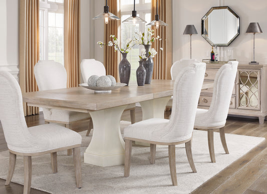 Jorlaina Light Dining Table and 6 Chairs