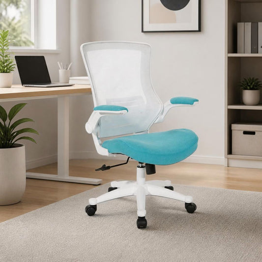 Office Star White Screen Back & Turquoise Manager's Chair