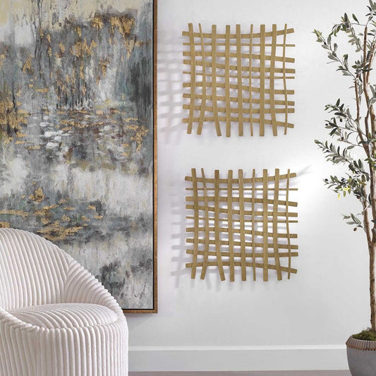 GRIDLINES METAL WALL DECOR, GOLD