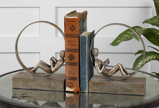 LOUNGING READER BOOKENDS, S/2