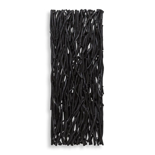 Gathered Teak Wood Wall Decor, Black