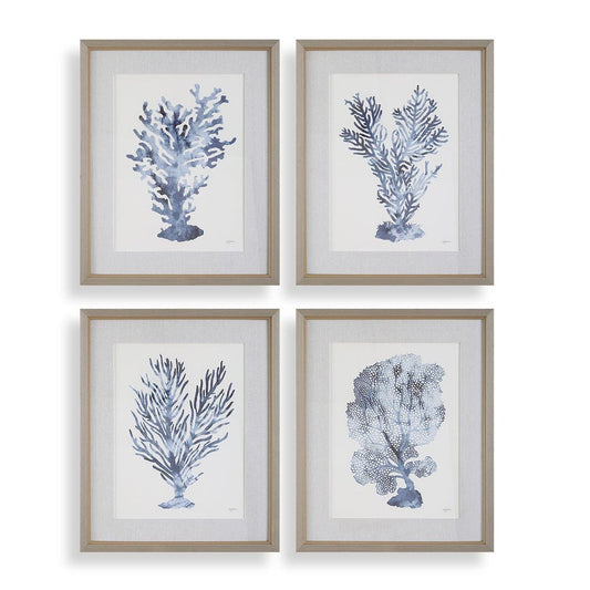 Shibori Coral Framed Prints, S/4