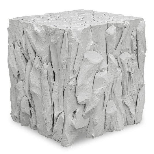 Teak Root Bunching Cube, White