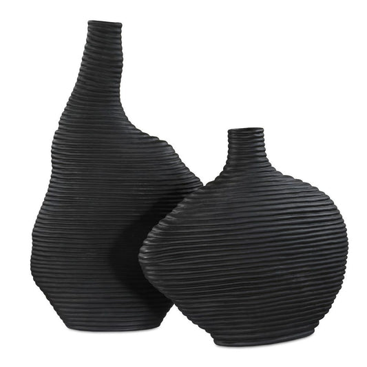Duostacked Vases, Black, S/2