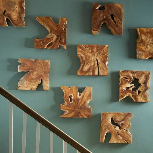 Talia Indoor-Outdoor Wood Wall Decor, S/9
