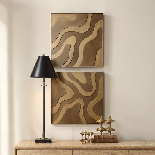 Golden Terrain Wood Wall Decor, S/2