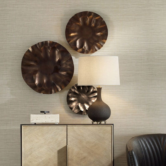 Peonia Indoor-Outdoor Wall Decor, Bronze, S/3