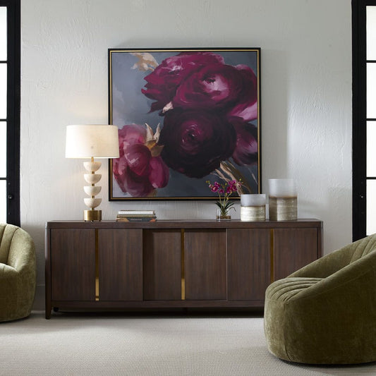 Plum Ranculus Framed Canvas