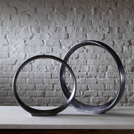Orbits Ring Indoor-Outdoor Sculptures, Black Nickel, S/2
