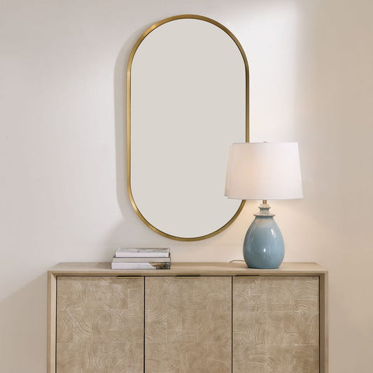 Torrado Oval Mirror, Brass