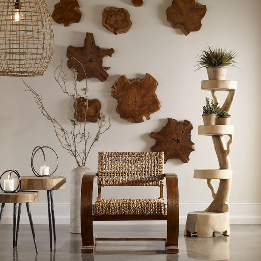 Kalani Indoor-Outdoor Wood Wall Decor, Natural, Set of 3