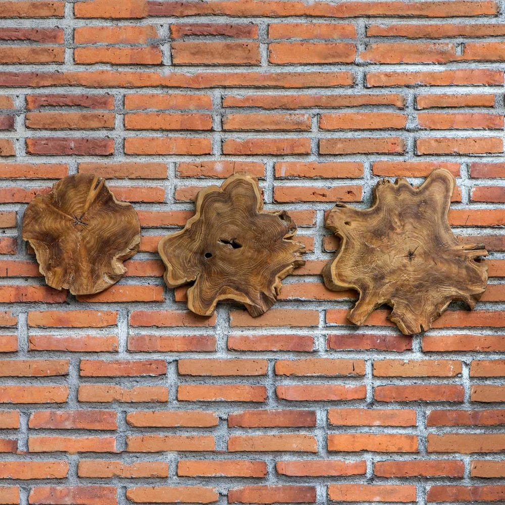 Kalani Indoor-Outdoor Wood Wall Decor, Natural, Set of 3