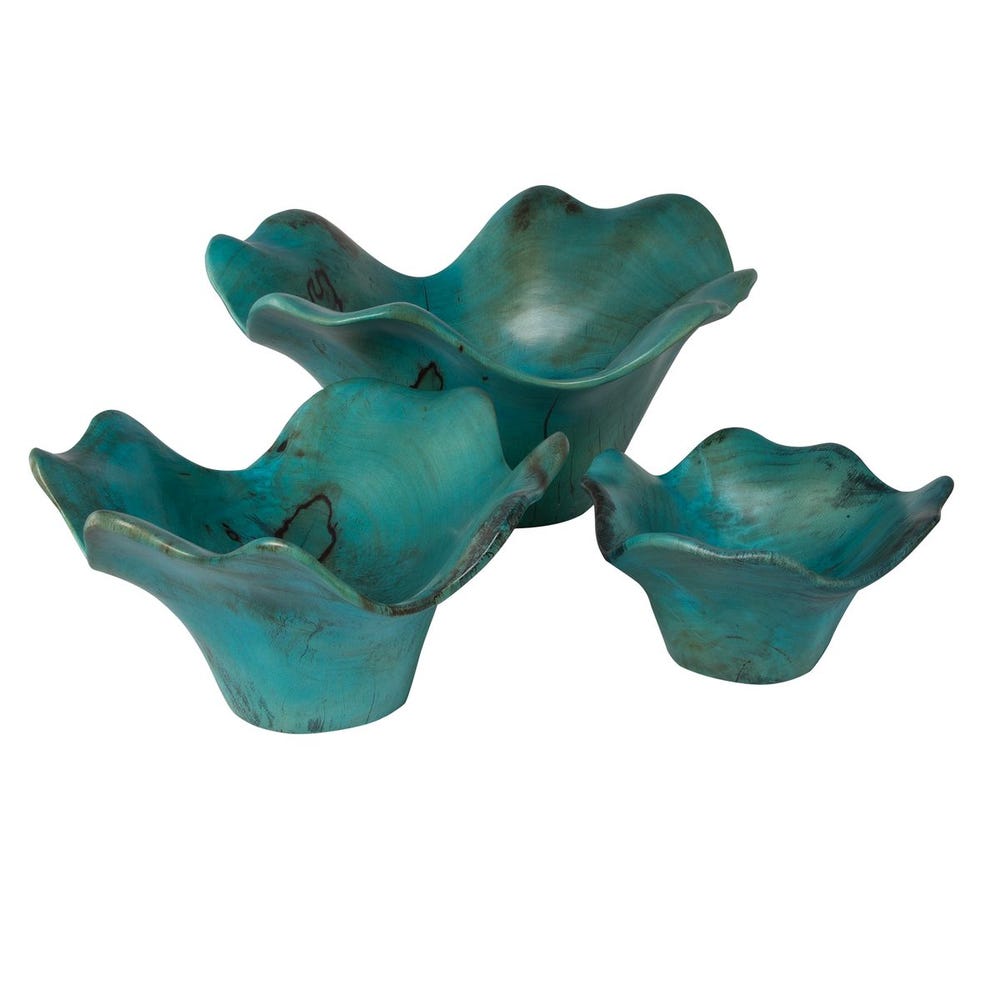 Teo Wood Wall Decor, Blue, Set of 3