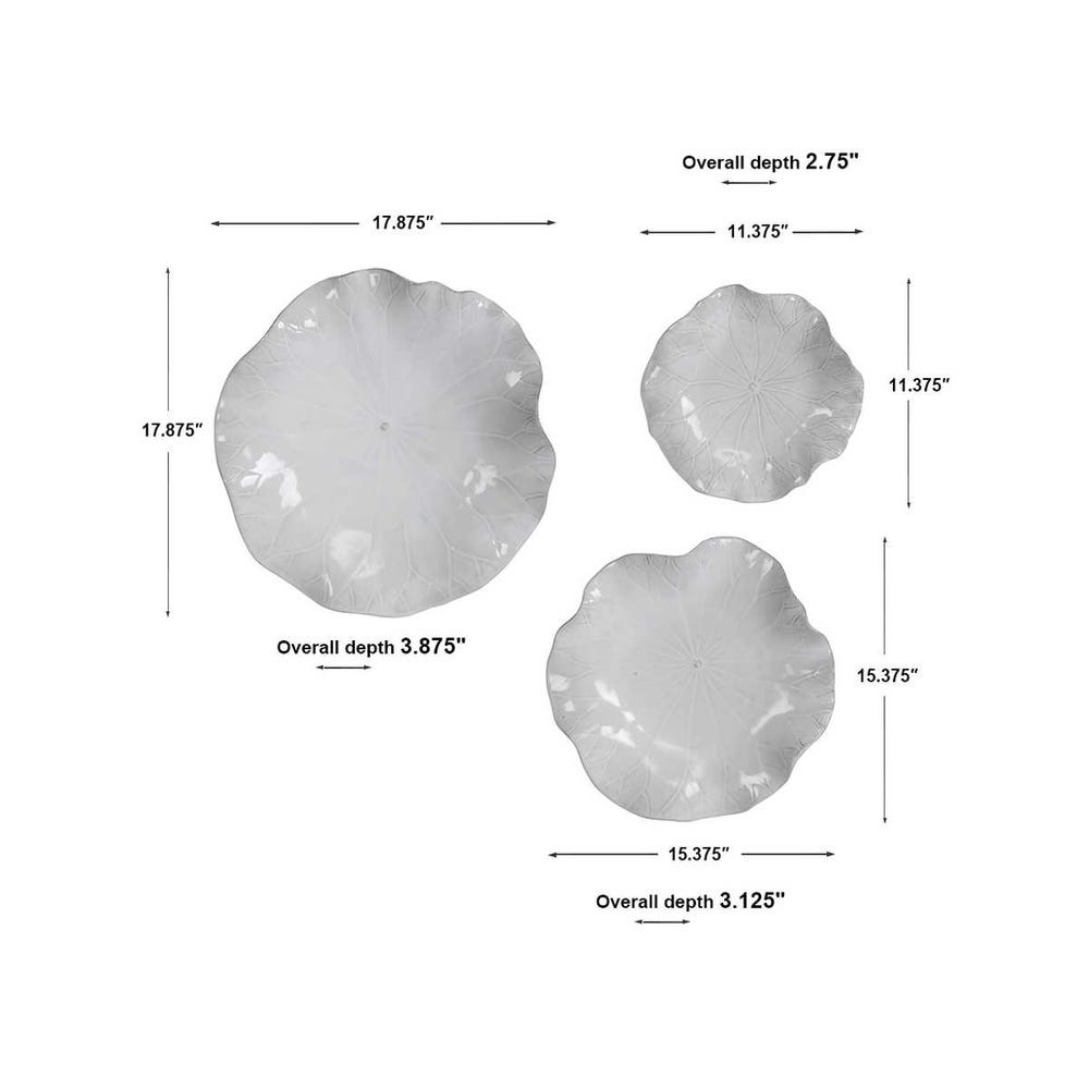 Abella Ceramic Indoor-Outdoor Wall Decor, White, Set of 3