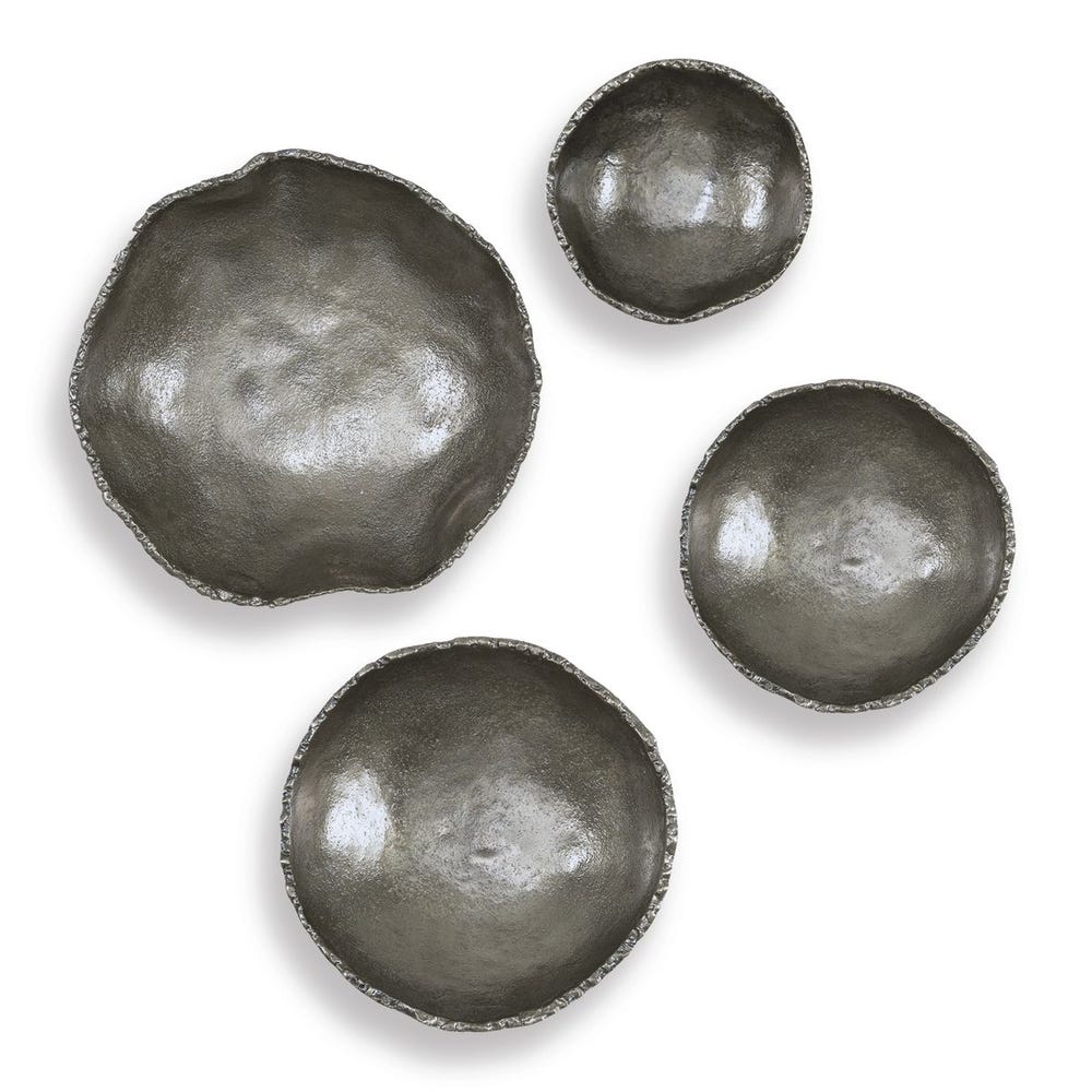 Lucky Coins Indoor-Outdoor Metal Wall Decor, Nickel, Set of 4