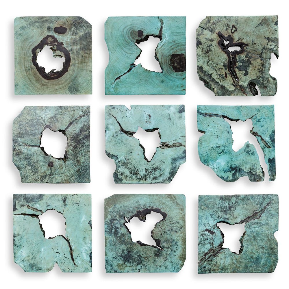 Bahati Wood Wall Decor, Blue, Set of 9