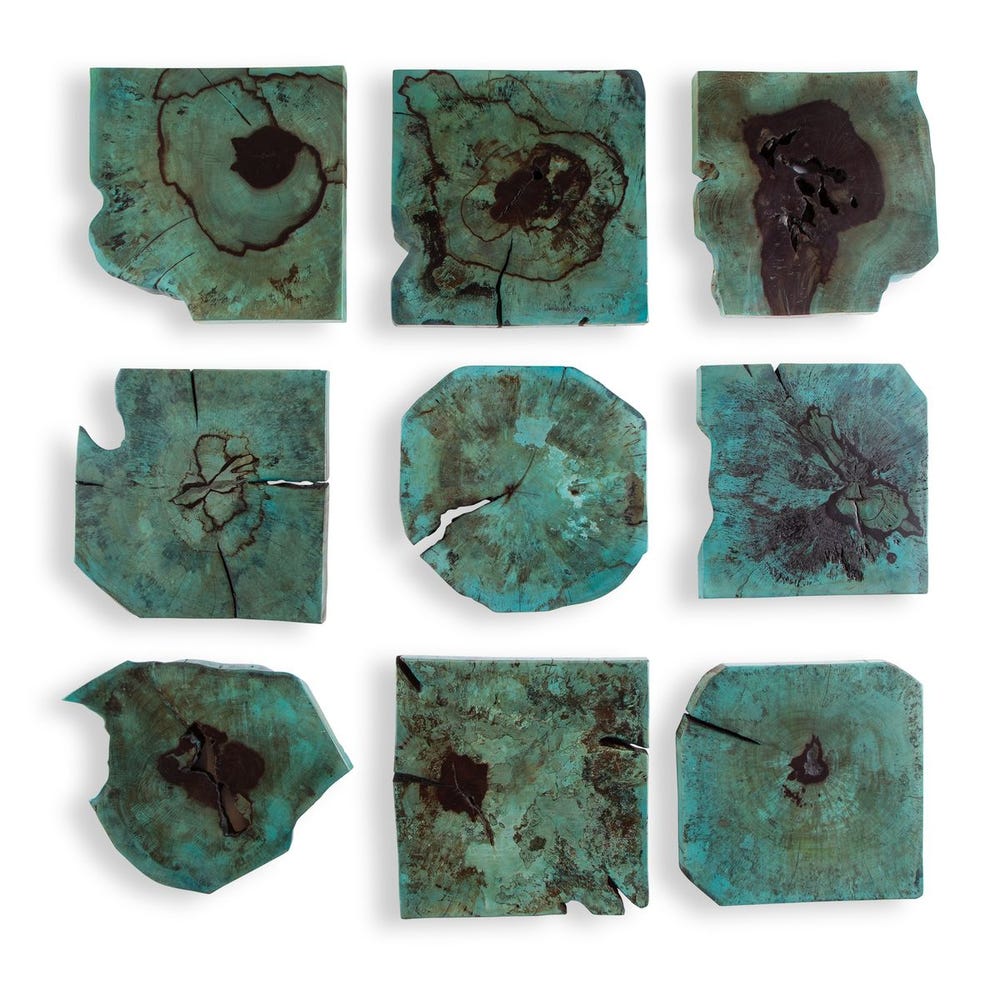 Bahati Wood Wall Decor, Blue, Set of 9