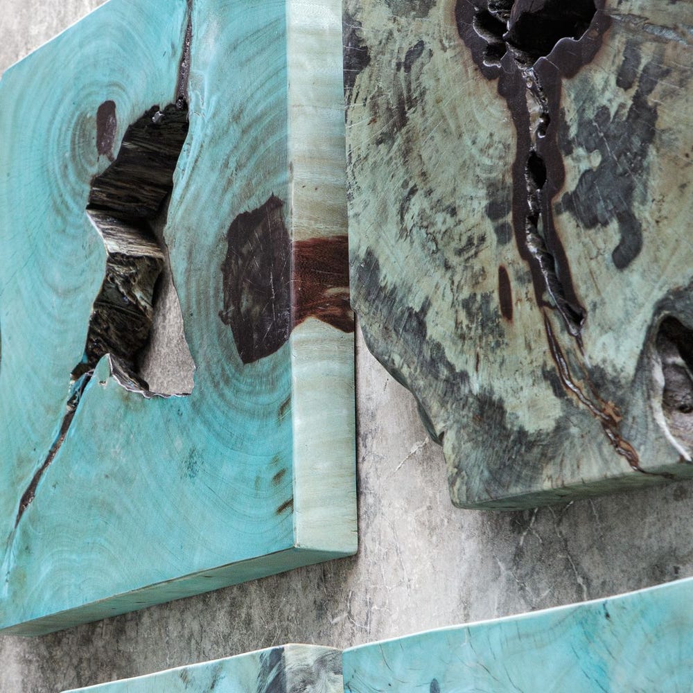 Bahati Wood Wall Decor, Blue, Set of 9