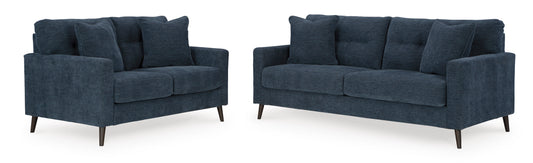 Bixler Navy Sofa and Loveseat Set