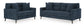 Bixler Navy Sofa and Loveseat Set