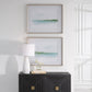 GREEN RIBBON COAST FRAMED PRINT Set of 2