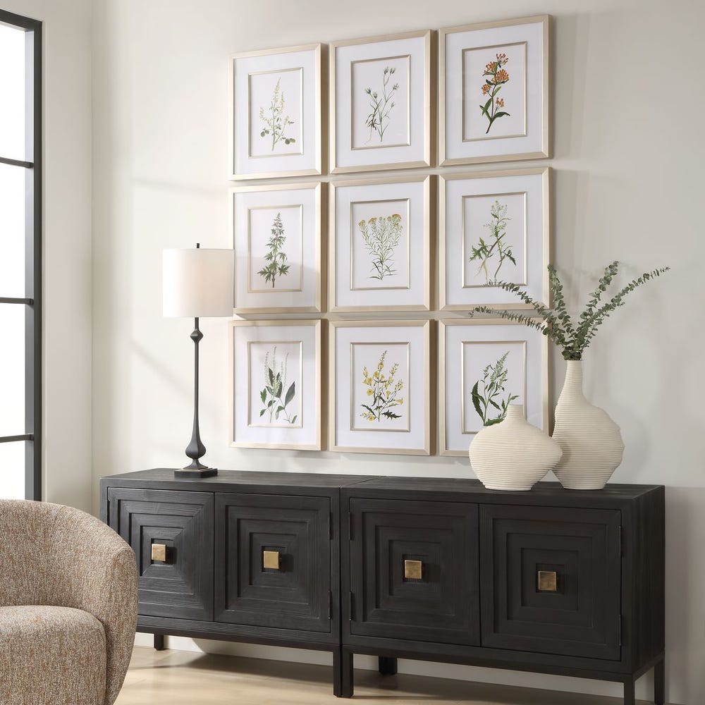 Botanical Flowers Framed Prints, Set of 9
