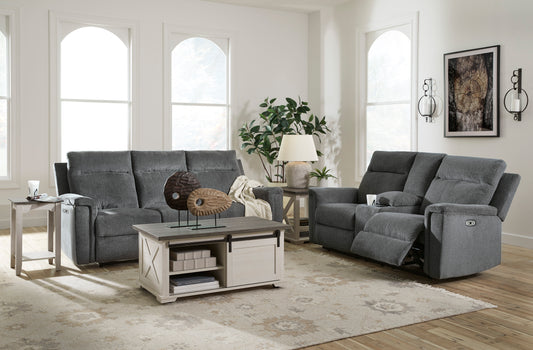 Barnsana Gravel Power Reclining  Sofa and Loveseat Package Deal