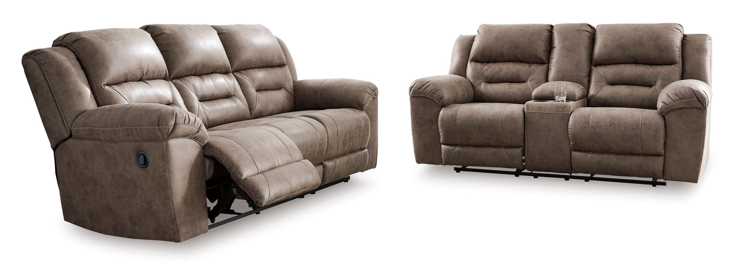 Stoneland sofa and Loveseat Manual Recliner Set