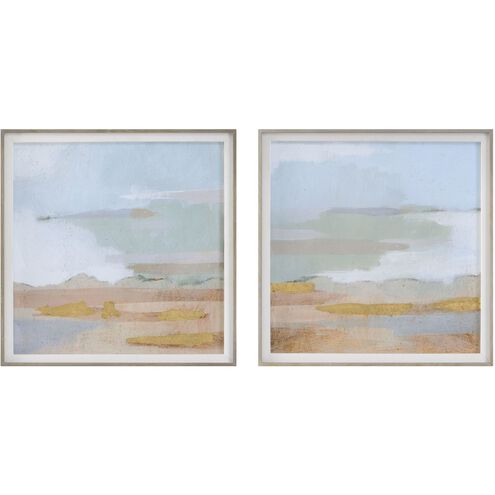 Abstract Coastline Framed Prints, Set of 2