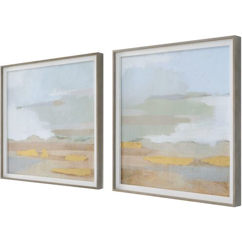 Abstract Coastline Framed Prints, Set of 2