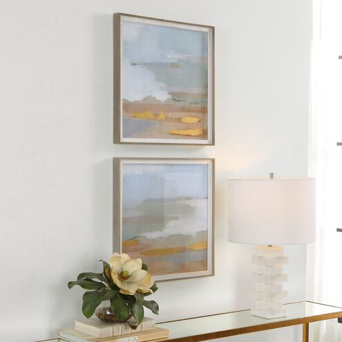 Abstract Coastline Framed Prints, Set of 2