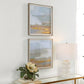 Abstract Coastline Framed Prints, Set of 2