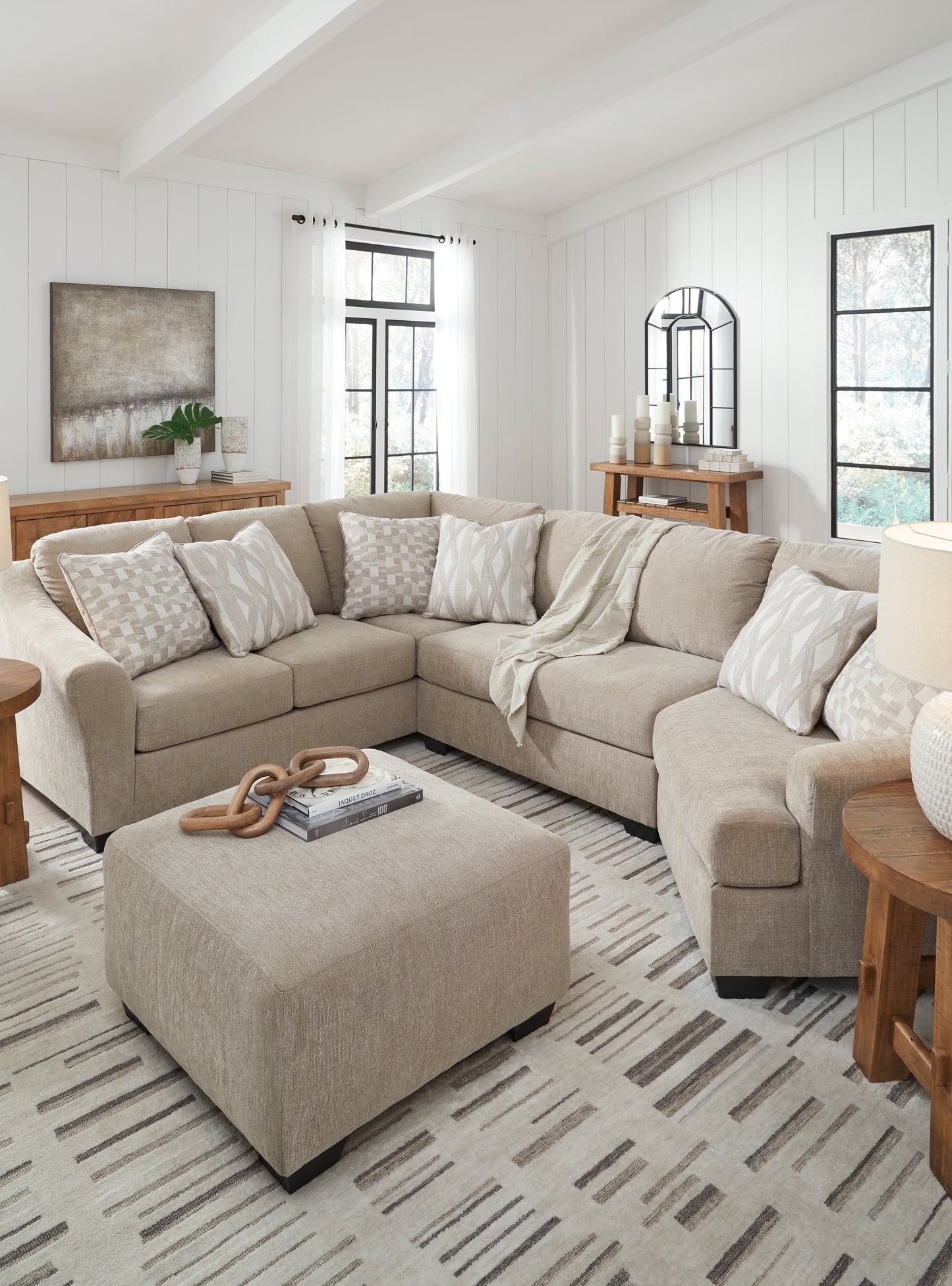 Brogan Bay 3-Piece Sectional with Cuddler and Oversized Ottoman