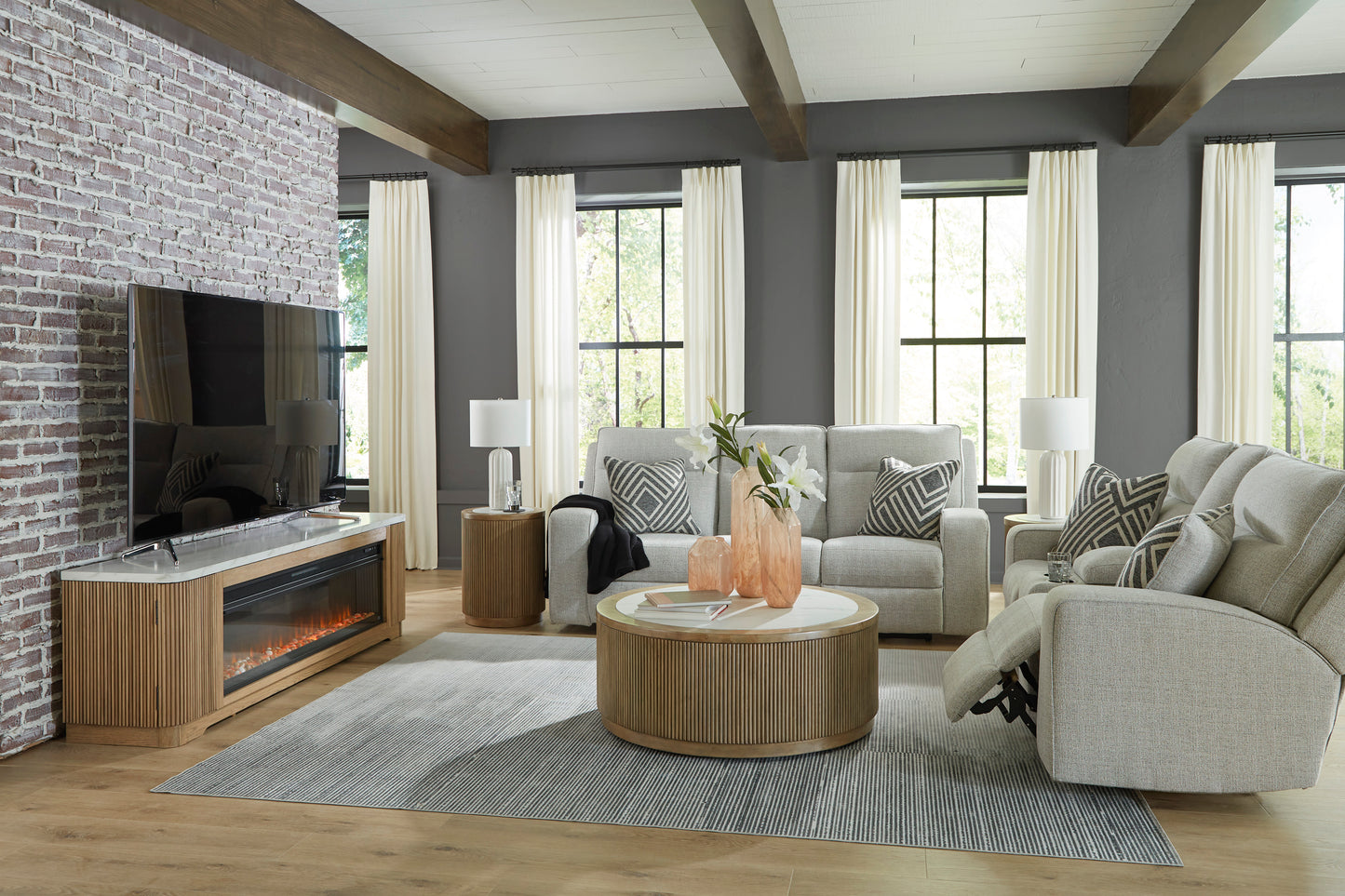 Jasperson Stone Sofa and Loveseat Power Reclining Package Deal