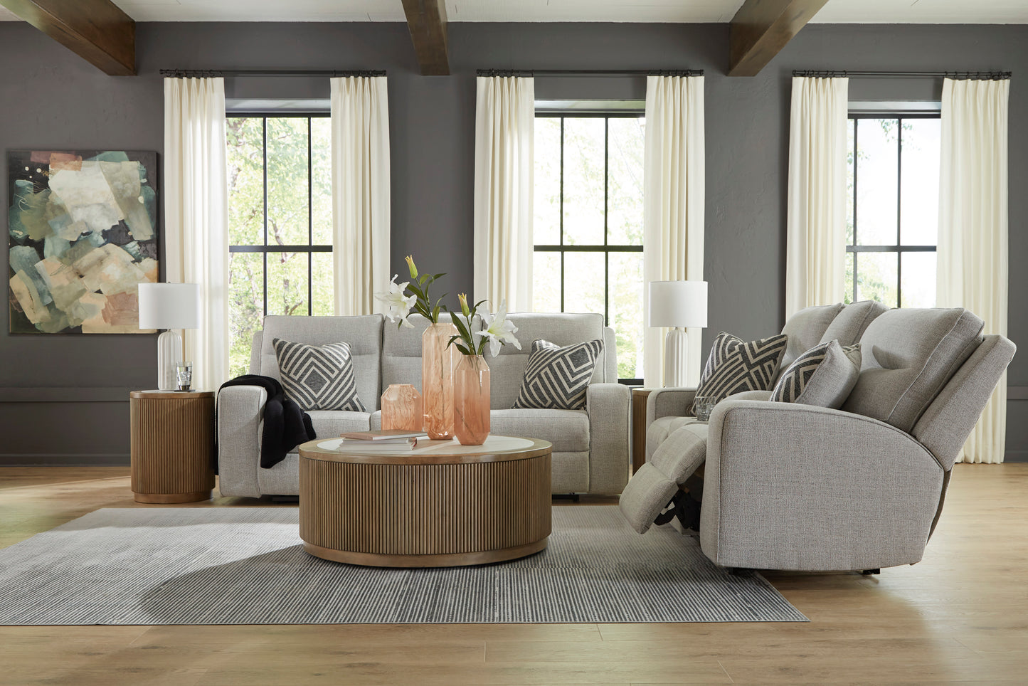 Jasperson Stone Sofa and Loveseat Power Reclining Package Deal