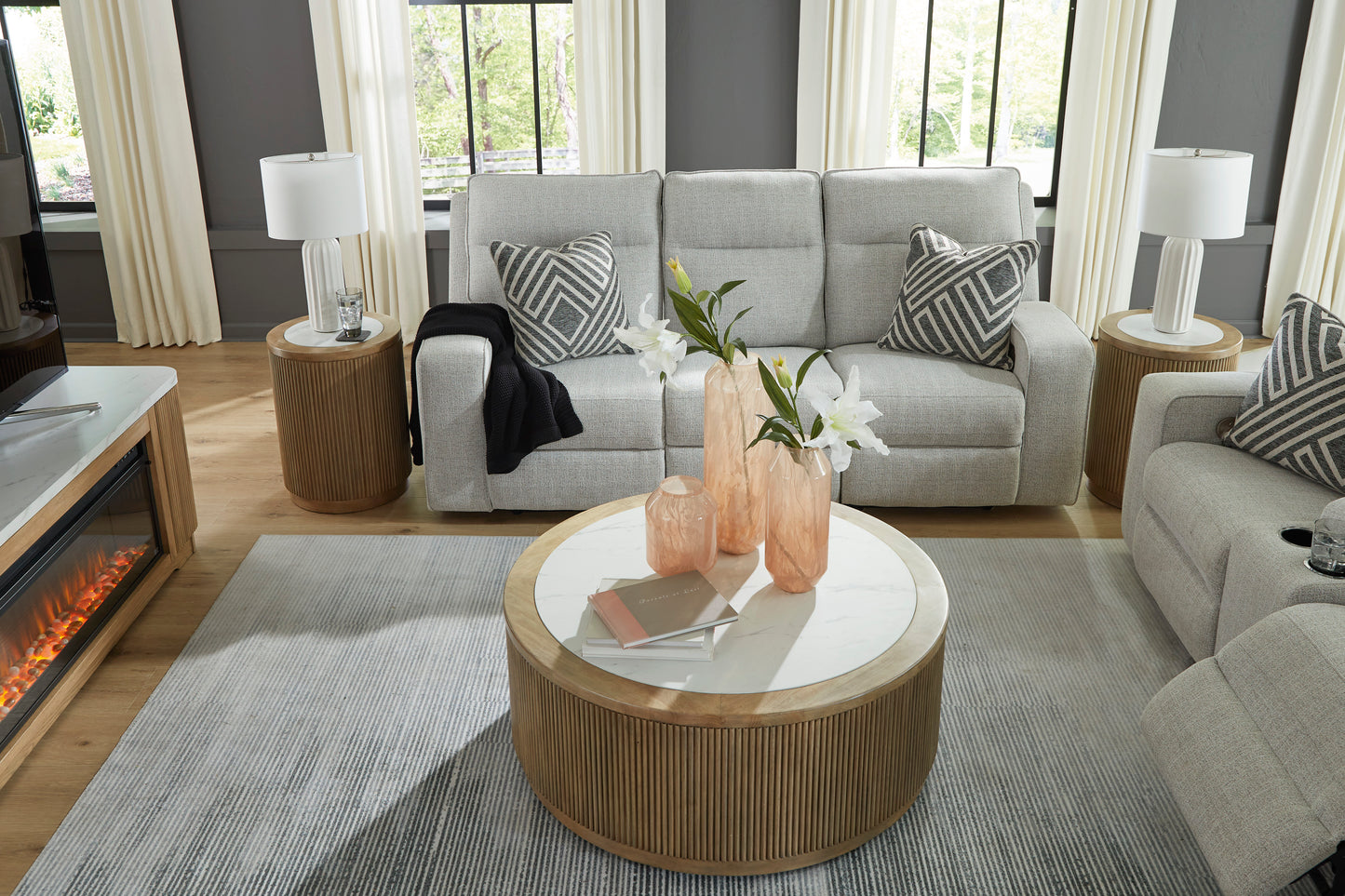 Jasperson Stone Sofa and Loveseat Power Reclining Package Deal