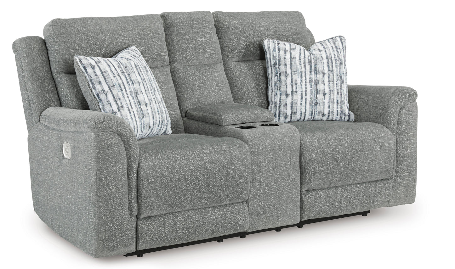 Overflow Steel Sofa and Loveseat Power Reclining Package Deal