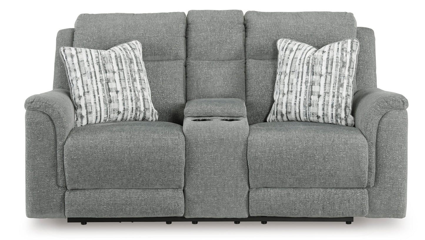 Overflow Steel Sofa and Loveseat Power Reclining Package Deal