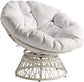 Papasan Chair with 360-Degree Swivel, White Frame with White Cushion