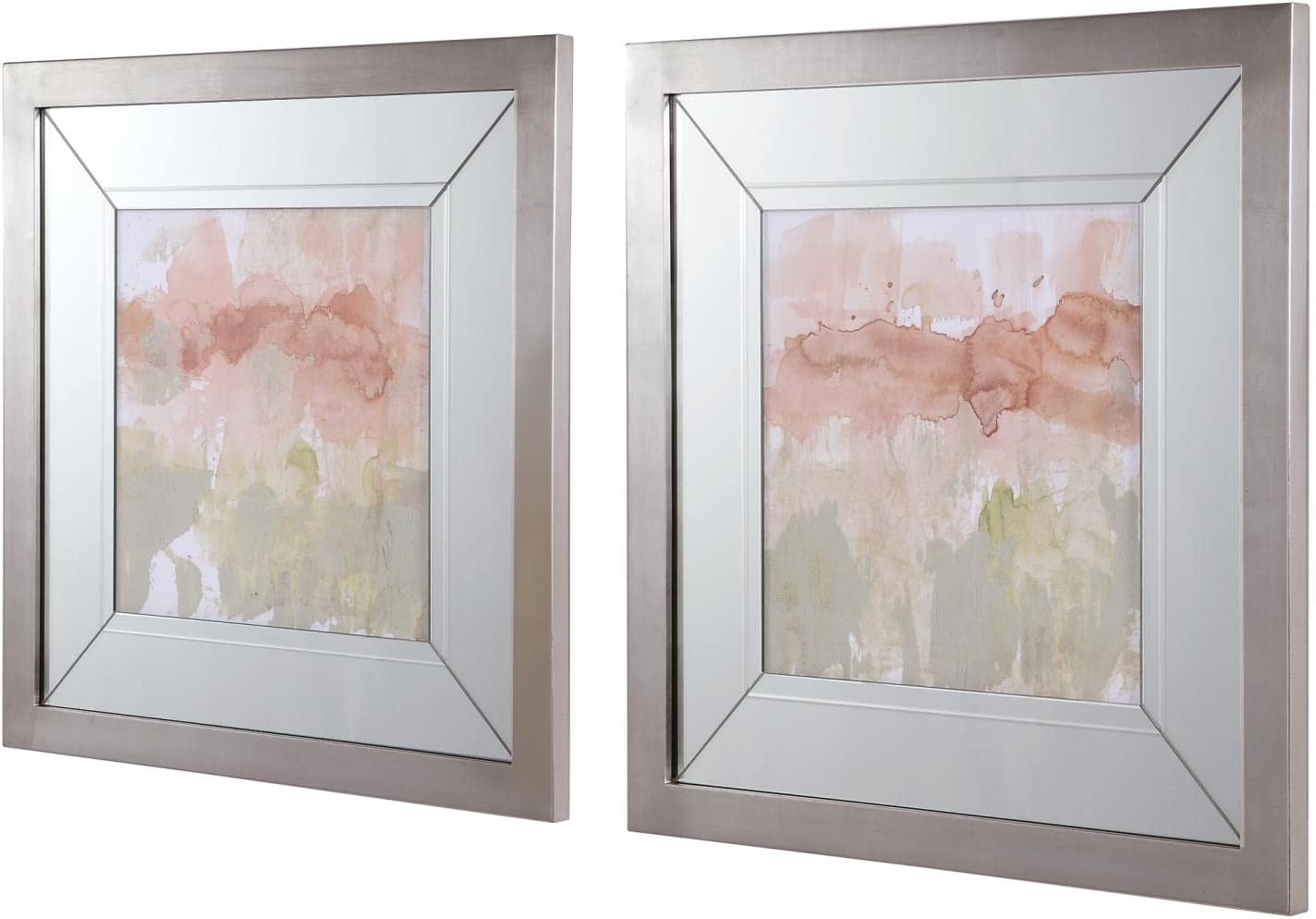 Dusty Blush & Olive Framed Prints, Set of 2