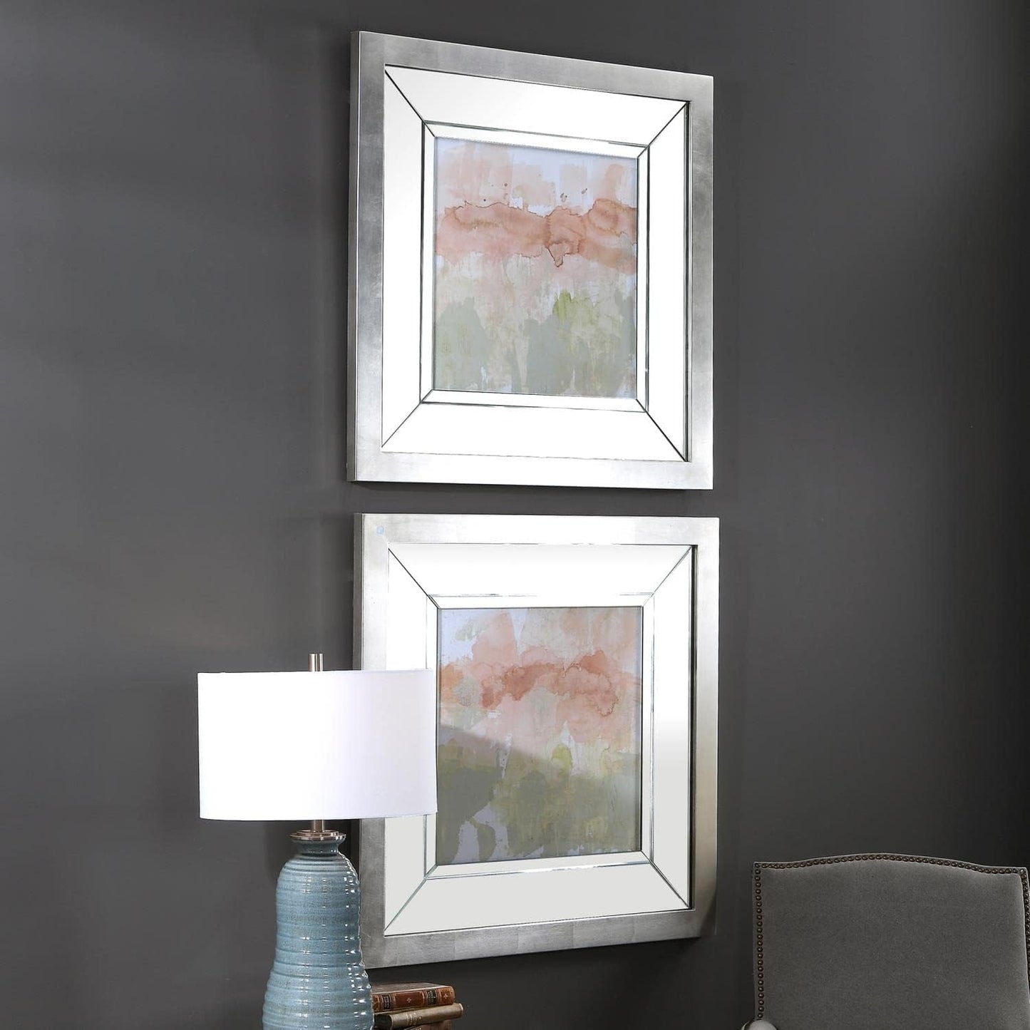Dusty Blush & Olive Framed Prints, Set of 2