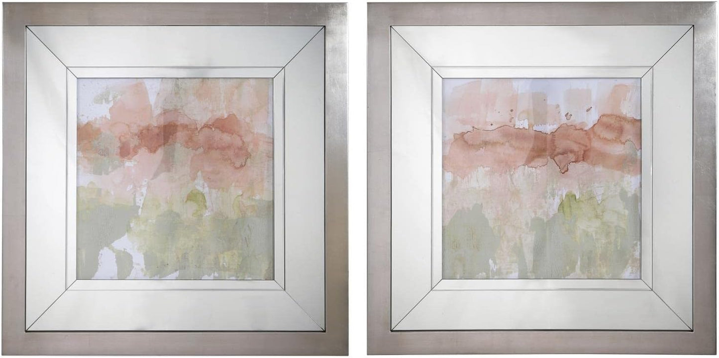 Dusty Blush & Olive Framed Prints, Set of 2