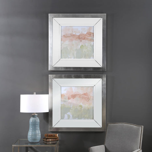 Dusty Blush & Olive Framed Prints, Set of 2