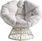 Papasan Chair with 360-Degree Swivel, White Frame with White Cushion