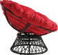 Papasan Chair with 360-Degree Swivel, Grey Frame with Red Cushion