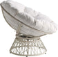 Papasan Chair with 360-Degree Swivel, White Frame with White Cushion